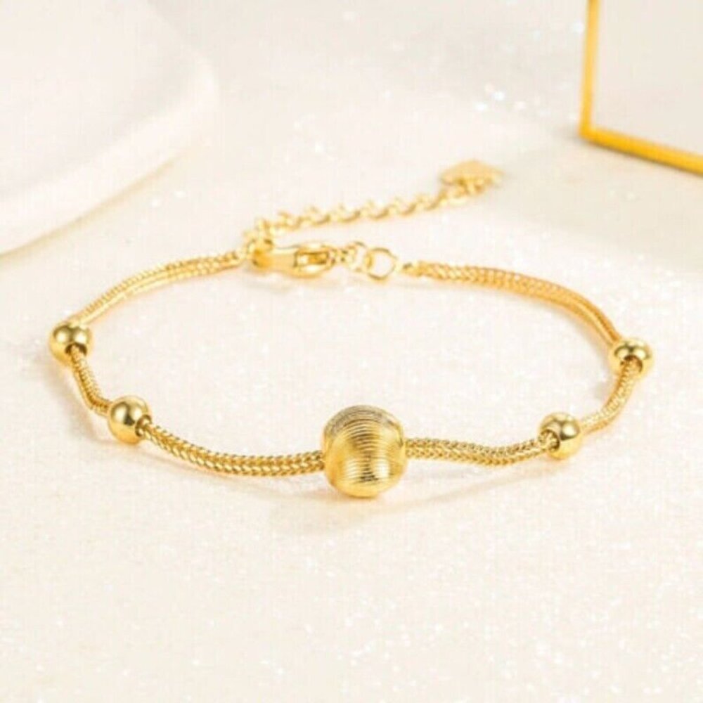 925 Sterling Silver Lucky Beads Bracelet length 7.5'' adjustable